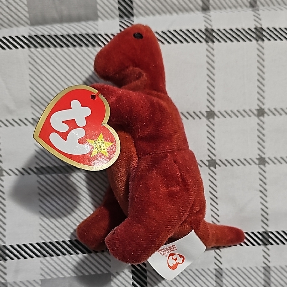 Ty Beanie Baby Red Dinosaur Plush